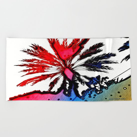 Fiery Palm Beach Towel