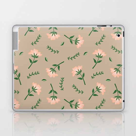 Tan Floral Pattern Laptop & iPad Skin
