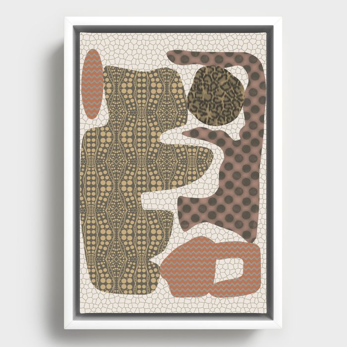 Patterned shapes cut out abstract 02 Framed Canvas