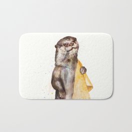 otter Badematte | Watercolour, Curated, Fun, Bath, Painting, Shower, Otter, Nature, Pop Art, Bathroom 