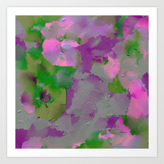 Raw Paint 1 - Purple And Green Art Print