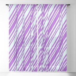 [ Thumbnail: Dark Orchid & Light Cyan Colored Stripes/Lines Pattern Sheer Curtain ]