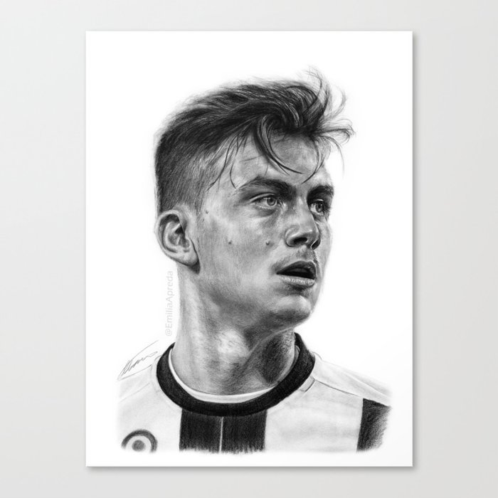 Paulo Dybala Pencil Drawing Canvas Print By Emiliaapreda Society6