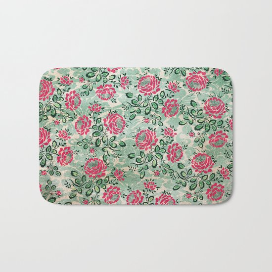 Retro French Floral Pattern Bath Mat