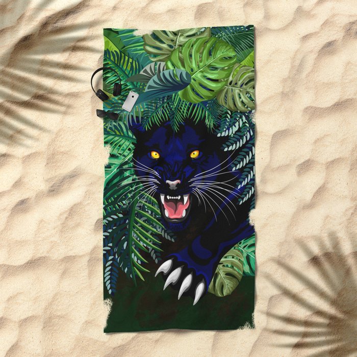 Black Panther Jungle Spirit Beach Towel