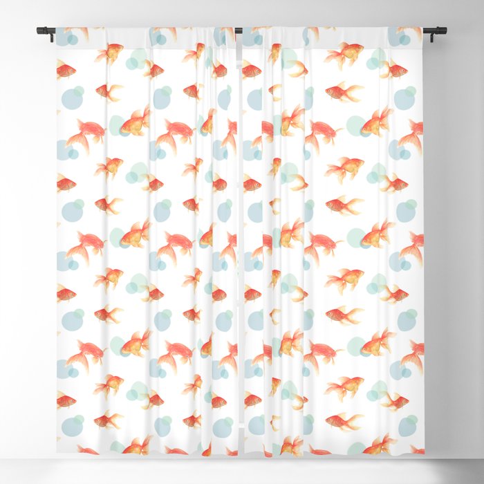 Watercolor goldfish pattern - Feeling bubbly Blackout Curtain
