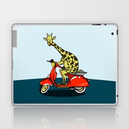 Giraffe riding a moped Laptop Skin