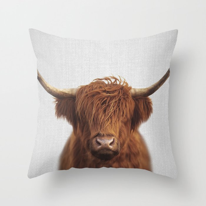 Highland Cow - Colorful Throw Pillow by galdesign | Society6