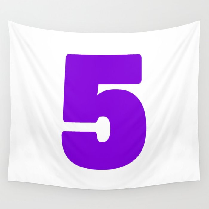 5 (Violet & White Number) Wall Tapestry