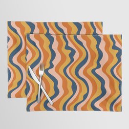 GOOD VIBRATIONS GROOVY MOD RETRO WAVY STRIPES in TERRACOTTA NAVY OCHRE BLUSH  Placemat