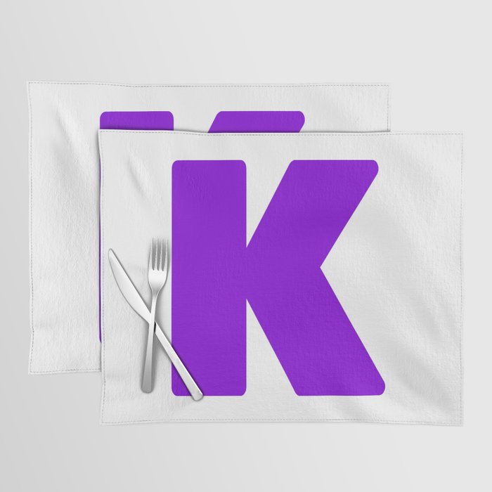 K (Violet & White Letter) Placemat