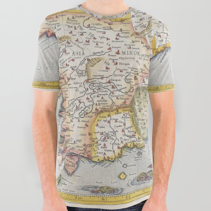 Turkey Map - Mercator - 1584 Vintage pictorial map All Over Graphic Tee