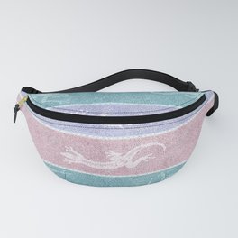 Pastel Geckos on Blue and Mint Stripes Fanny Pack