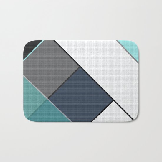 Grey-blue-black pattern . Abstraction . Patchwork . Bath Mat