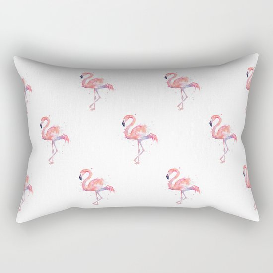 Flamingo Pattern Pink Flamingo Watercolor Rectangular Pillow