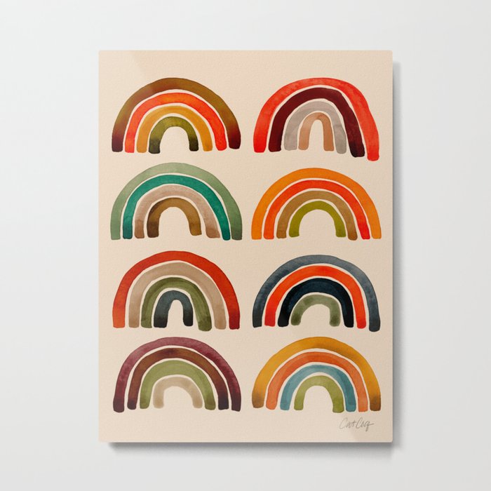Rainbow Watercolor – Retro Palette Metal Print