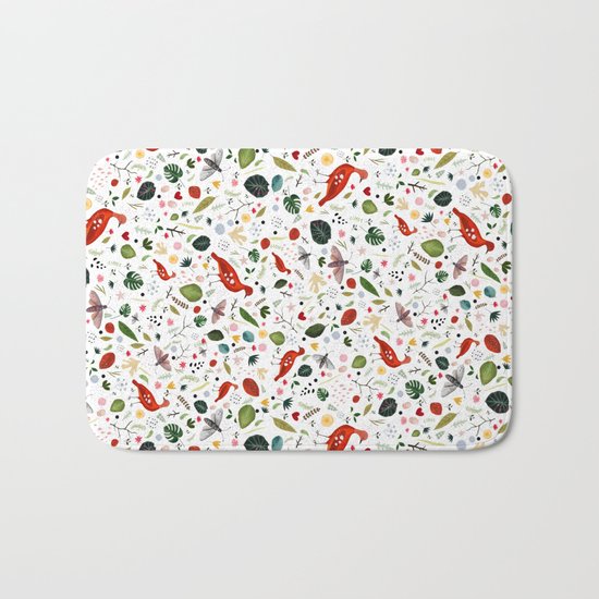 red bird pattern Bath Mat