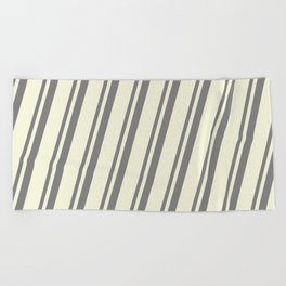 [ Thumbnail: Gray & Beige Colored Lines/Stripes Pattern Beach Towel ]