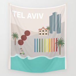 TEL AVIV: beach and the city Wall Tapestry