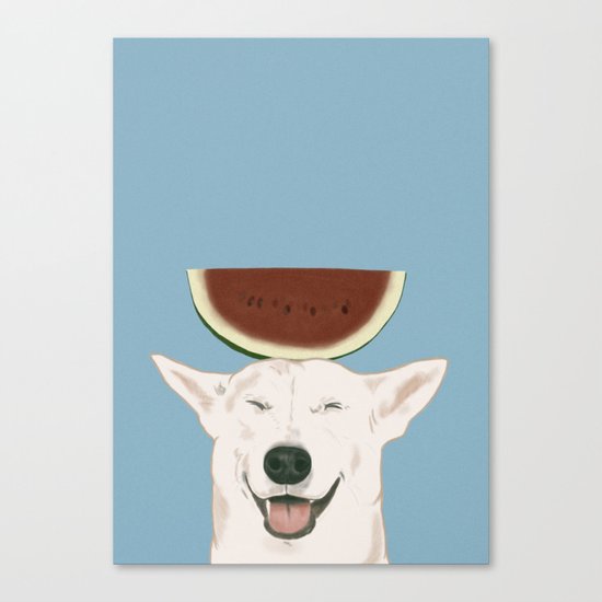 Watermelon doggy smile Canvas Print