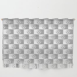 Smiley Faces On Checkerboard (Grey & White)  Wall Hanging