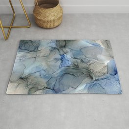 Rippling Water: Original Abstract Alcohol Ink Painting Rug | Ink, Water, Alcoholink, Abstract, Original, Painting, Blue, Showercurtain, Grey, Black 