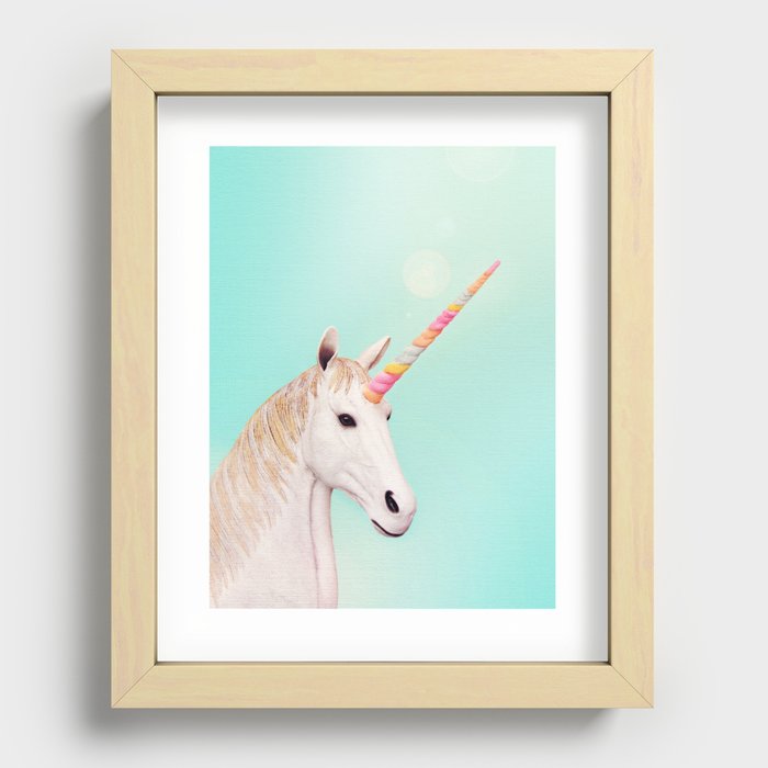 Marshmallow Unicorn Recessed Framed Print