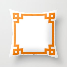 Orange Greek Key Square Border Throw Pillow