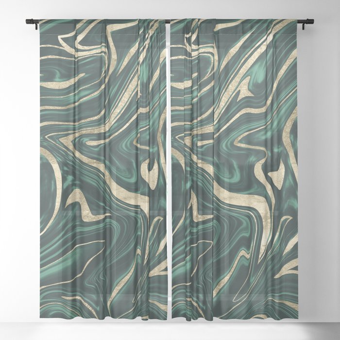 Emerald Green Black Gold Marble 1 Decor Art Society6 Sheer