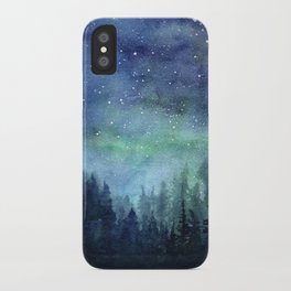 Watercolor Galaxy Nebula Northern Lights Painting iPhone Case