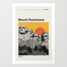 Mount Rushmore Retro Travel Poster Art Print