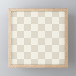 Checkerboard Check Checkered Pattern in Mushroom Beige and Cream Framed Mini Art Print