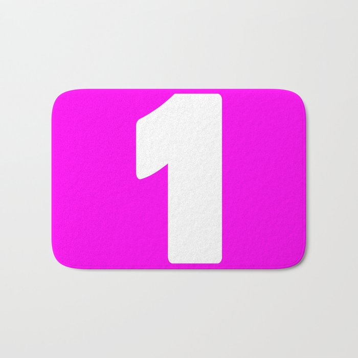 1 (White & Magenta Number) Bath Mat