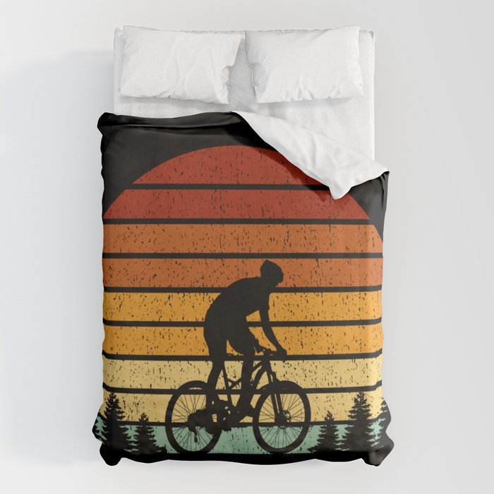 Mountain Bike Sunset MTB Adventure Duvet Cover by Berry Berry