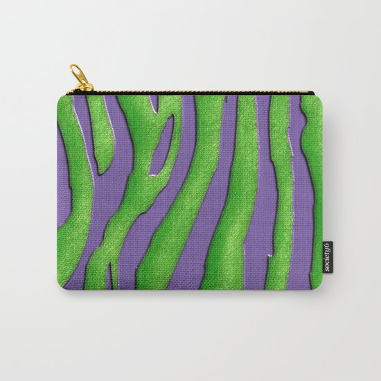 Bright Purple & Green Zebra Print Carry-All Pouch