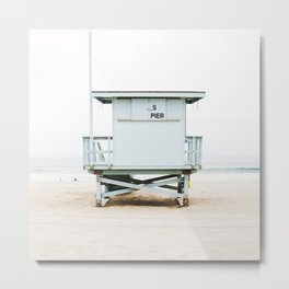 California Beach Tower Metal Print | California, Beachart, Ocean, Blue, Beachdecor, Beachtower, Californiabeach, Sea, Photo, Coastalprint 