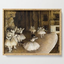 Ballet Rehearsal on Stage, 1874 by Edgar Degas Serving Tray