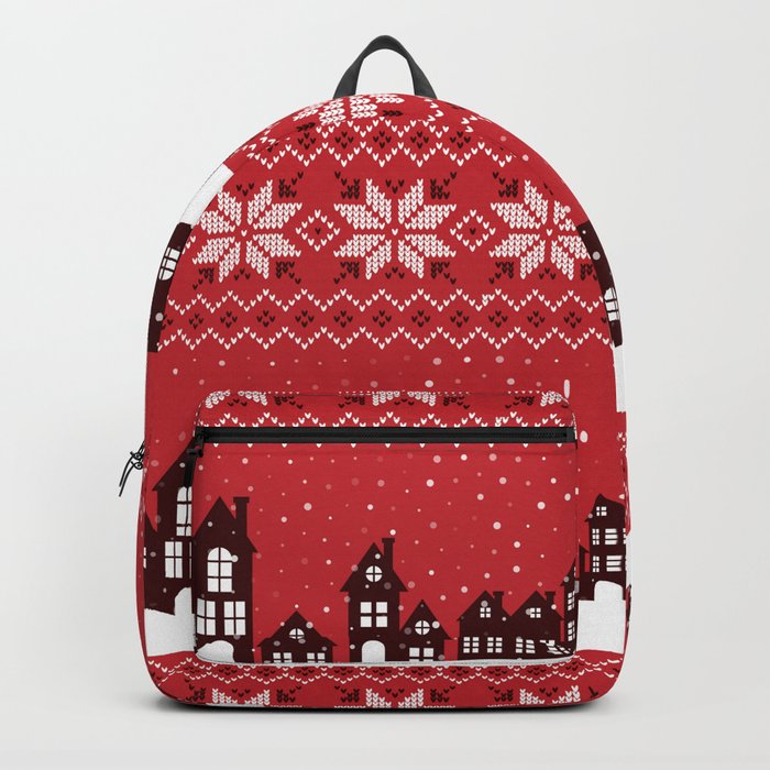 Seamless Knitted Christmas Pattern 18 Backpack