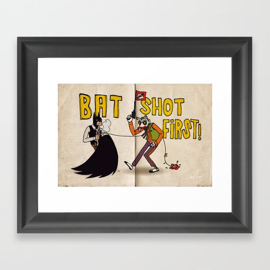 BAT SHOT FIRST Framed Art Print