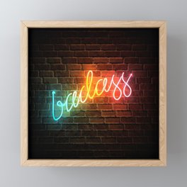 Badass Rainbow Neon Sign Framed Mini Art Print