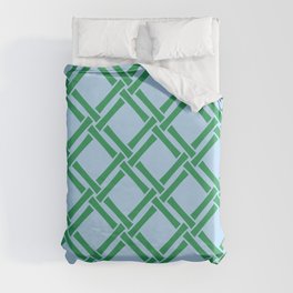 Classic Bamboo Trellis Pattern 221 Blue and Green Duvet Cover