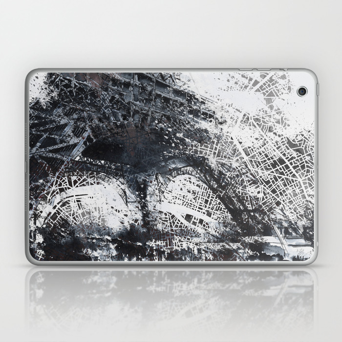 Eiffel Tower Painting Paris Map Laptop Ipad Skin By