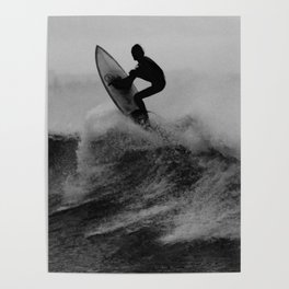 Surf black white Poster