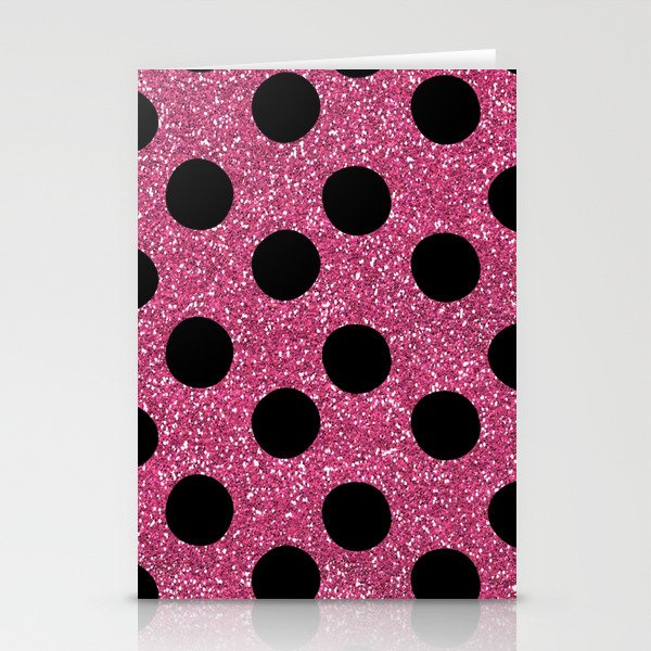 Retro Pink Glitter Polka Dot Background Pattern Stationery Cards