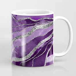 Purple Marble Agate Silver Glitter Glam #1 (Faux Glitter) #decor #art #society6 Mug