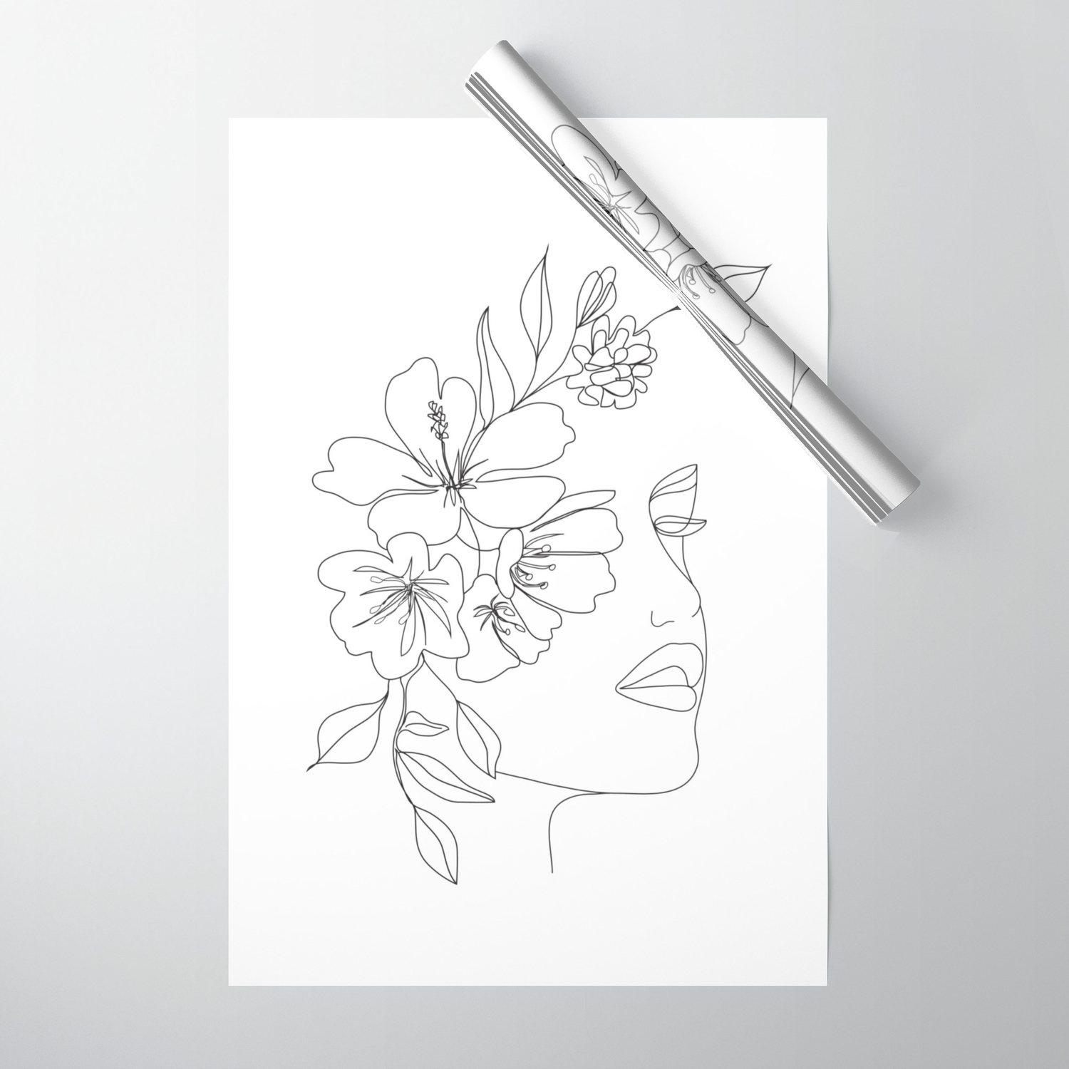 Minimal Line Art Woman Face Ii Wrapping Paper By Nadja1 Society6,Simple Teddy Bear Line Drawing