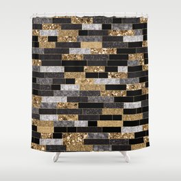 Tiles A Textured Pattern with Gold, Silver and Glitters Shower Curtain