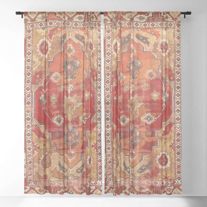 Transylvanian West Anatolian Carpet Print Sheer Curtain