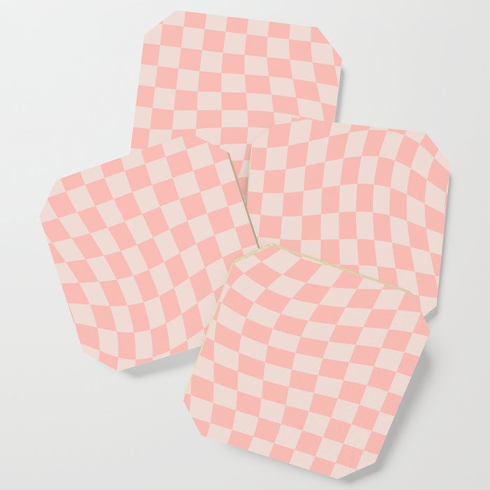 Check VII - Pink Twist — Checkerboard Print Coaster