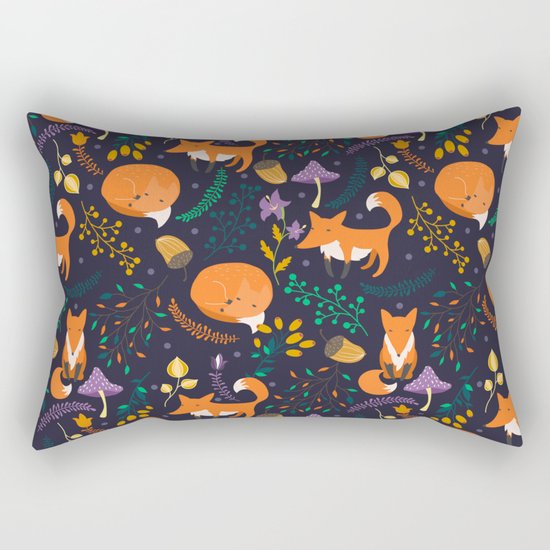 Foxes in magic forest Rectangular Pillow